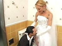 Hot shemale bride shoving her rocky pole into tight ass of her eager fiance